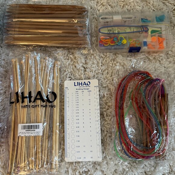 Beginner's knitting set includes yarn, needles, book, tools - Picture 2 of 6